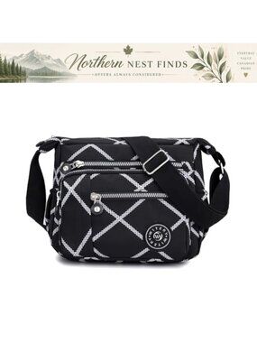 WITERY Nylon Crossbody Bag Waterproof Zipper Multi-pocket Travel Shoulder Purse